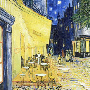 Affiche Le Café Arles par Vincent van Gogh Affiche + cadre en bois - Noir