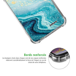 Coque Samsung Galaxy A40 anti-choc souple angles renforcés transparente Bleu Nacré Marbre Evetane.