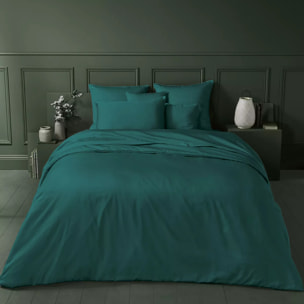 Drap housse b30 satin de coton uni vert Ava uni canard