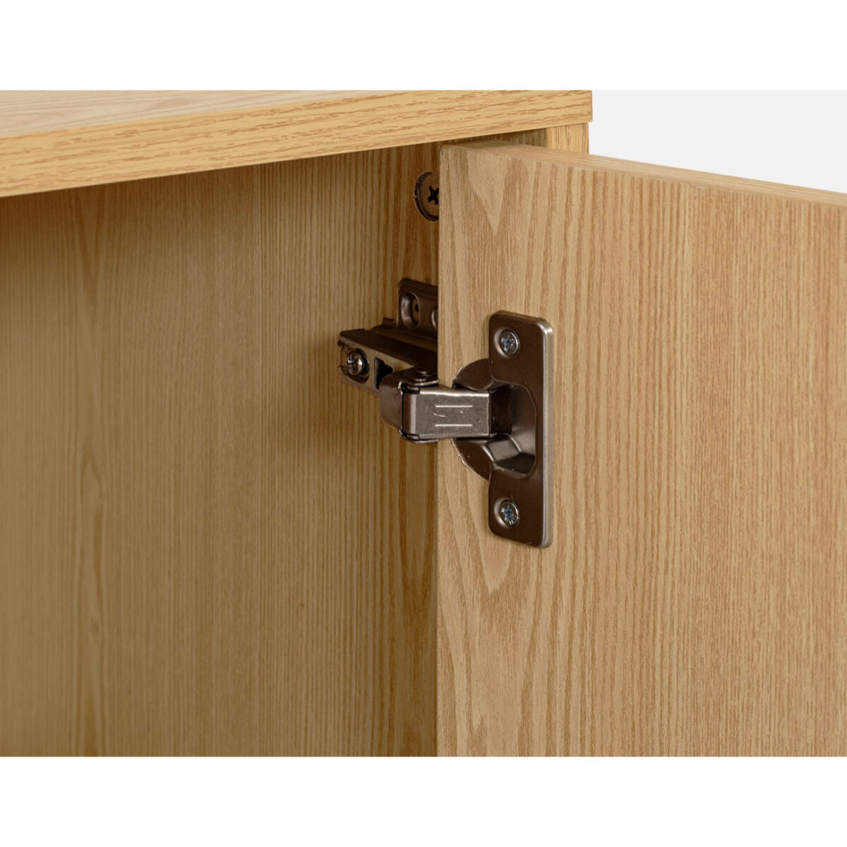 Nagato - meuble tv - cannage et effet bois - 2 portes et 2 niches - 120 cm - Bois / Noir