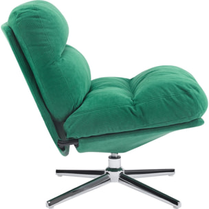Fauteuil pivotant en velours cotelé et piètement chromé - JULIA