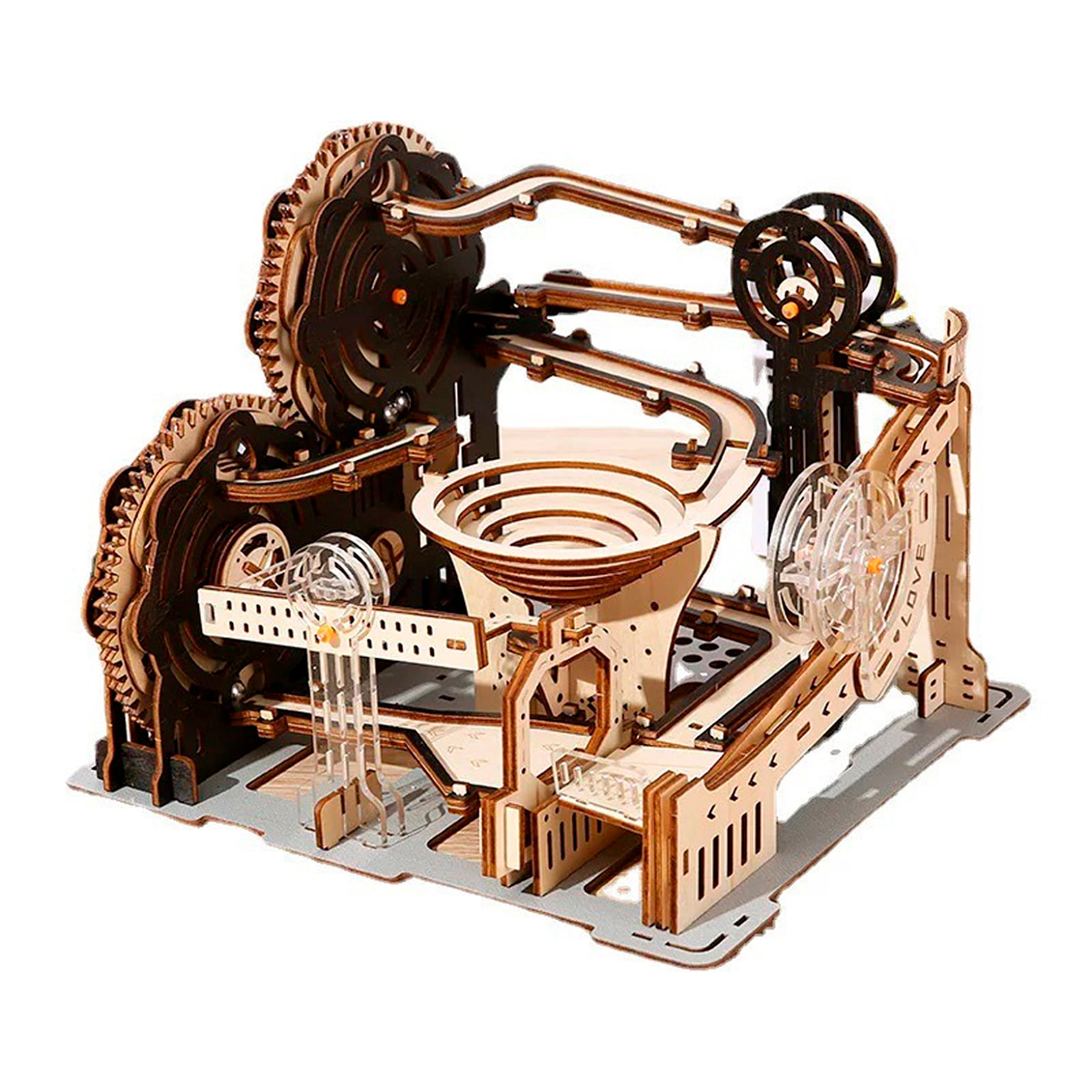 Maqueta de Madera 3D, diseño de Vía mecánica con movimiento. 133 piezas.