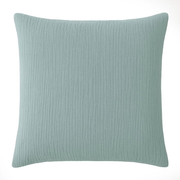 Paire de taies d'oreiller gaze de coton lavé bleu givrée