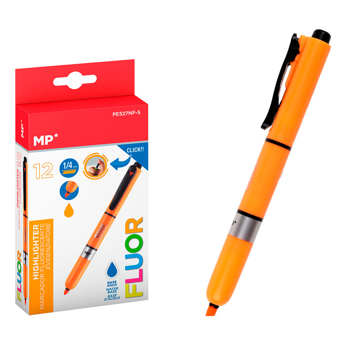 PACK 12 MARKER FLUORESCENTI RITRAIBILI ARANCIONI