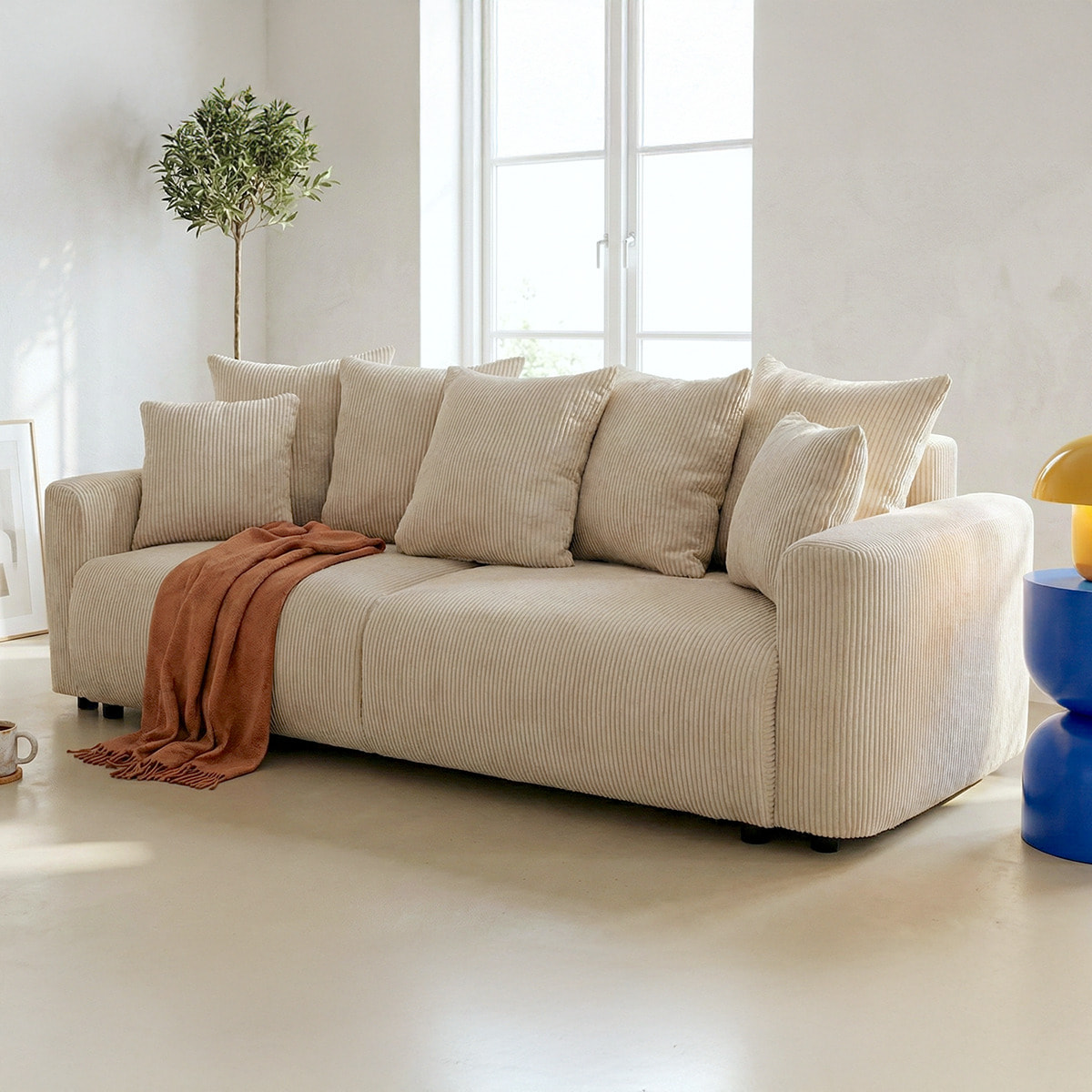 Canapé convertible 3 places en velours côtelé - UMA