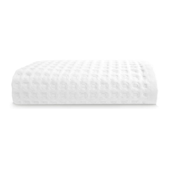 Drap de douche pur coton 240 g/m² nid d'abeille blanc Detente neige