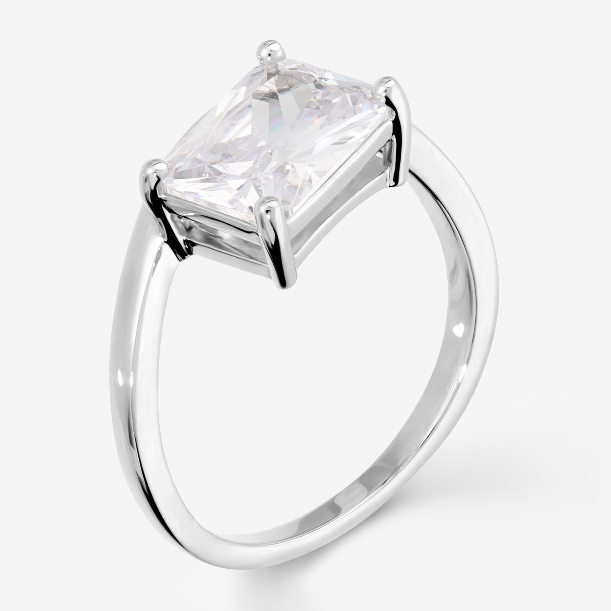 Anello Solitario con Cubic Zirconia a Baguette