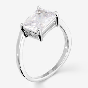 Anello Solitario con Cubic Zirconia a Baguette