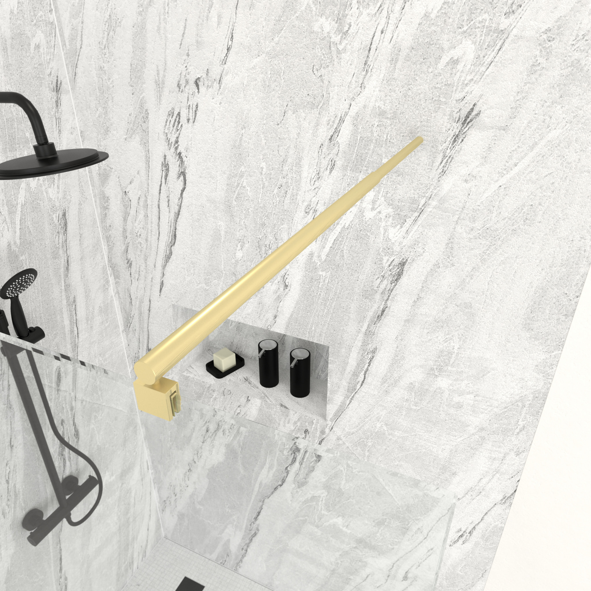 Barre de fixation murale OR DORE BROSSE réglable de 70 à 100cm pour paroi de douche FREEDOM 2 GOLD