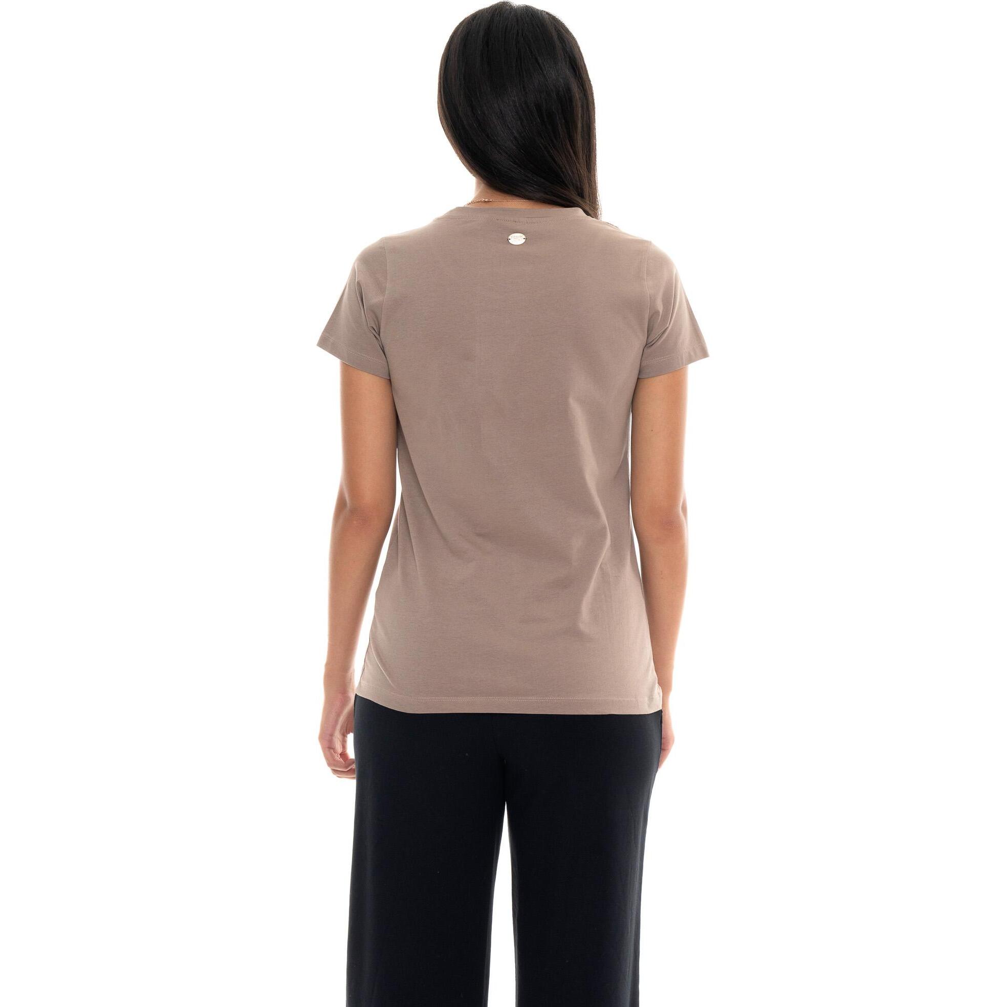 T-shirt donna a manica corta con placchetta Leone 1947 Never Without
