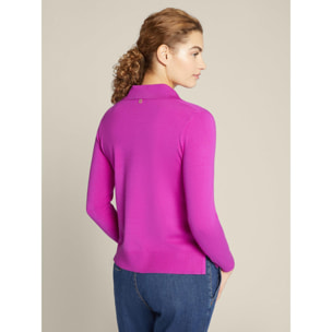 Elena Mirò - Suéter polo de viscosa ECOVERO™ - Fuchsia