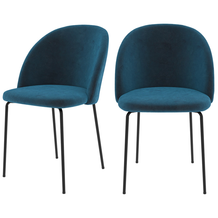 Lot de 2 chaises en velours bleu foncé - Karl