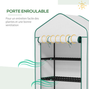 Serre de jardin balcon 5 niveaux porte acier PE blanc