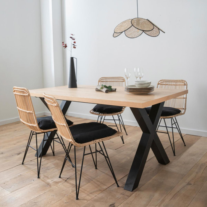 Osby - Table à manger en bois piètement en X 160x90cm - Couleur - Bois clair
