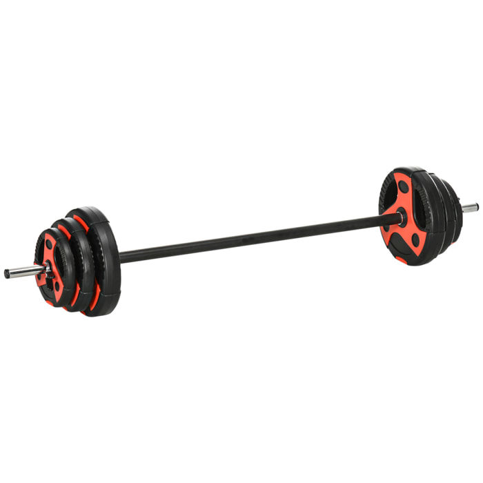 Juego de Barra de Pesas con Mancuernas Set de Musculación con 6 Discos 1,25 kg 2,5 kg 5 kg para Entrenamiento Culturismo en Gimnasio Casa 140x17x17 cm Negro y Rojo