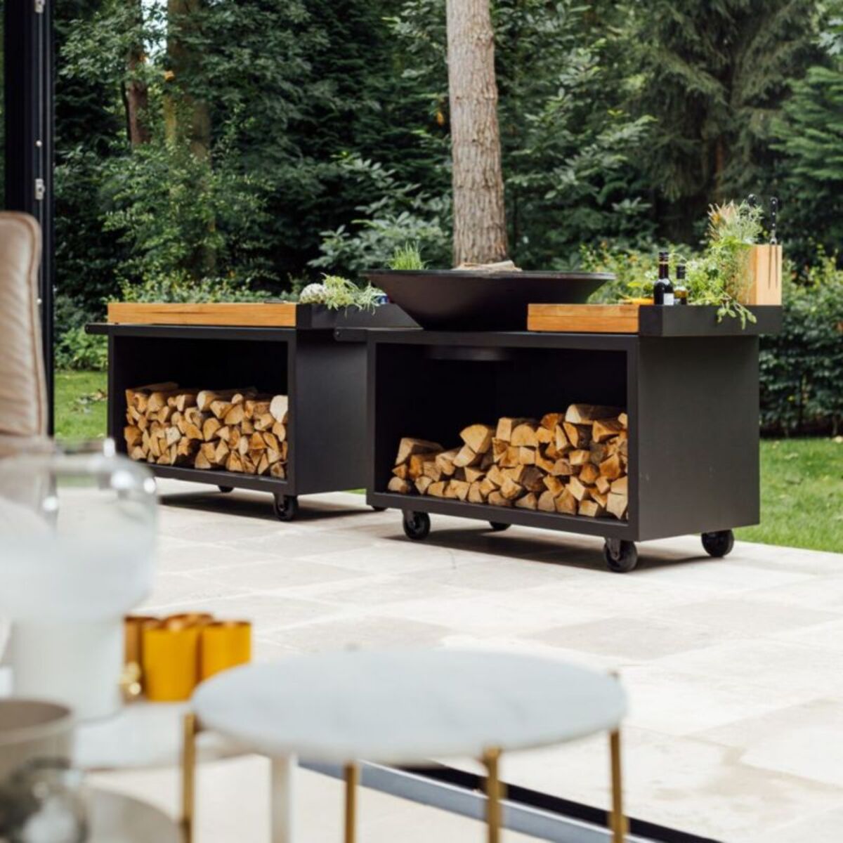 Brasero OFYR Island Black 100 Pro Teak Wood OI4B100W
