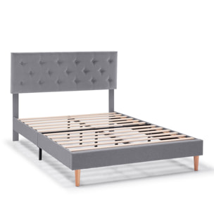 Estructura de cama tapizada Rosi de 30 cm Gris Oscuro