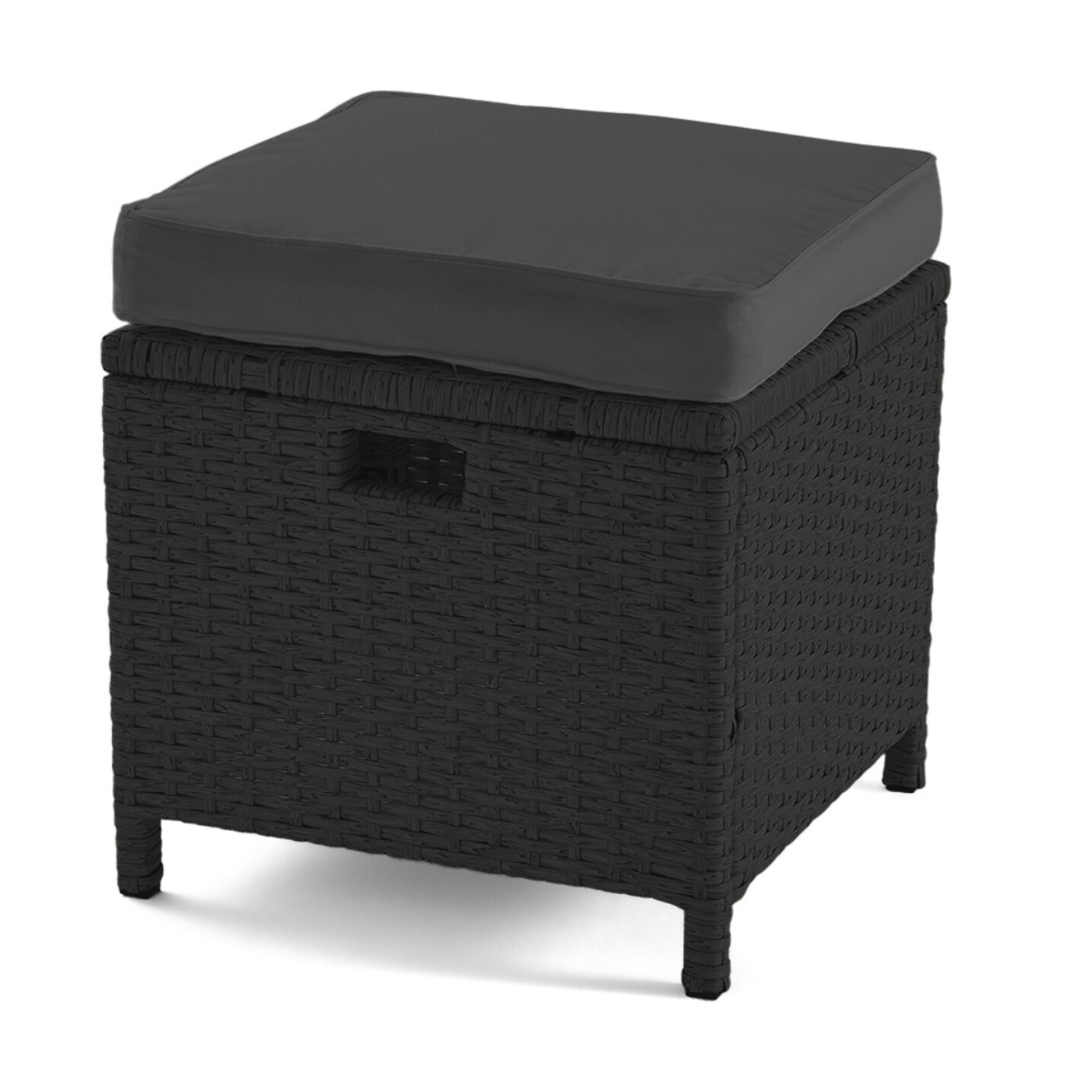 Cuba – salon de jardin encastrable en résine tressé noir - 14 places - coussins gris + housse de protection - Beige