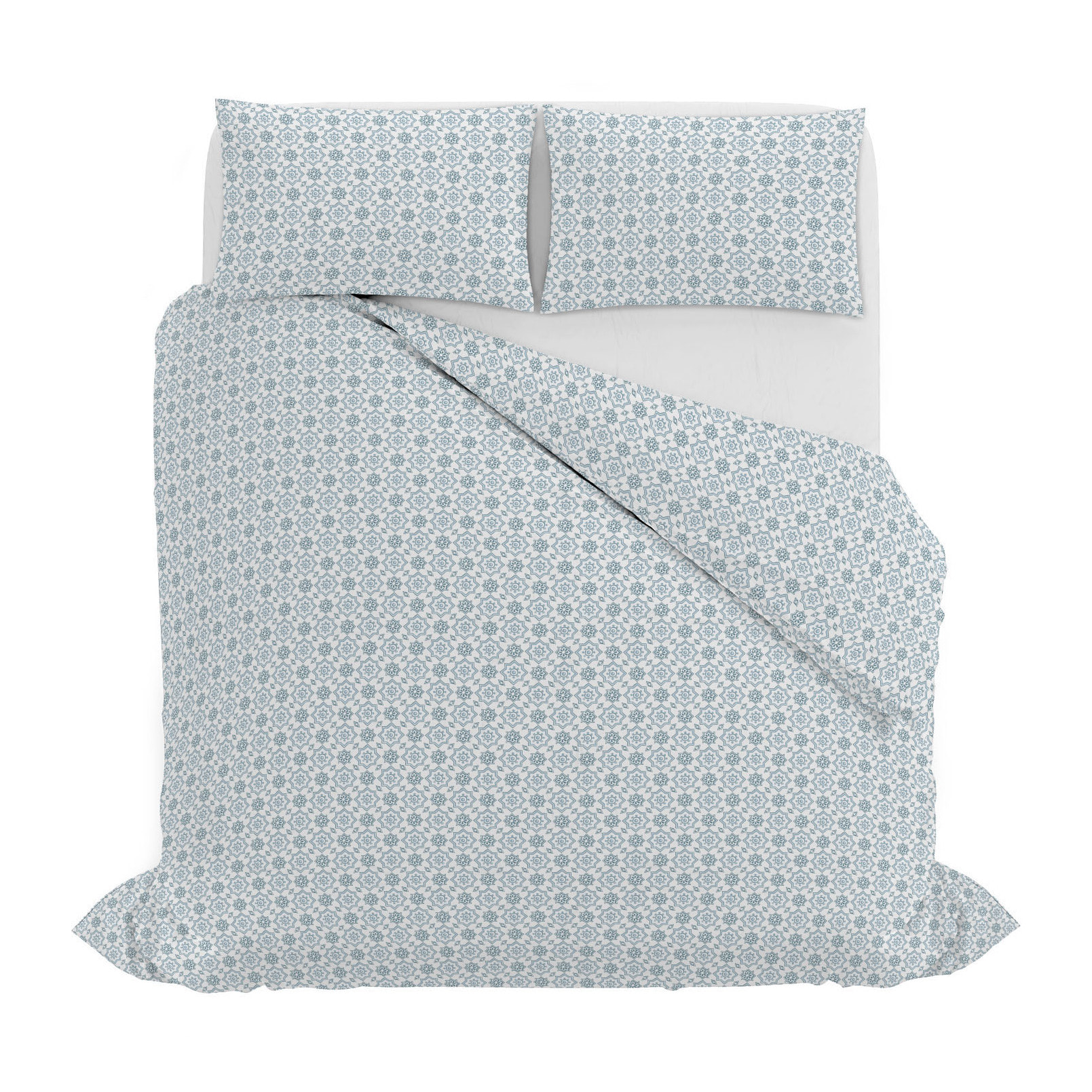 PARURE COPRIPIUMINO PRINTED COLORS, 100% Cotone, Made in Italy - FLOYD ACQUA