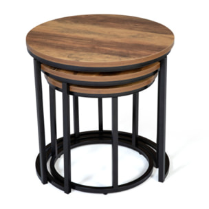 Tables basses rondes gigognes Elize - lot de 3