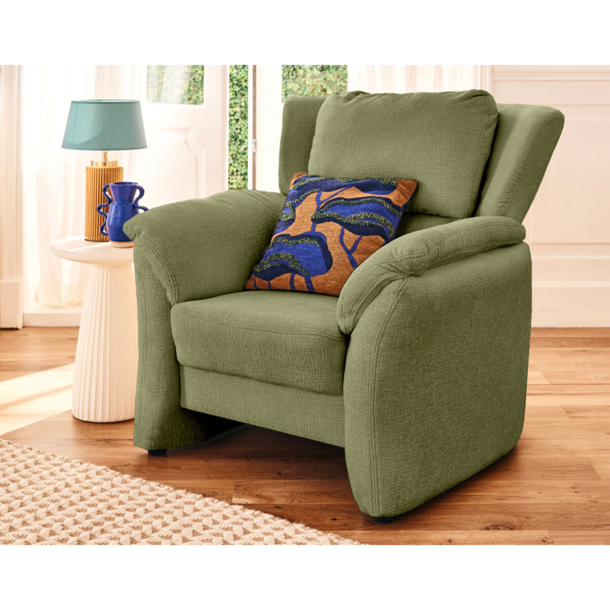 Bastille - fauteuil en tissu velours relief - Vert