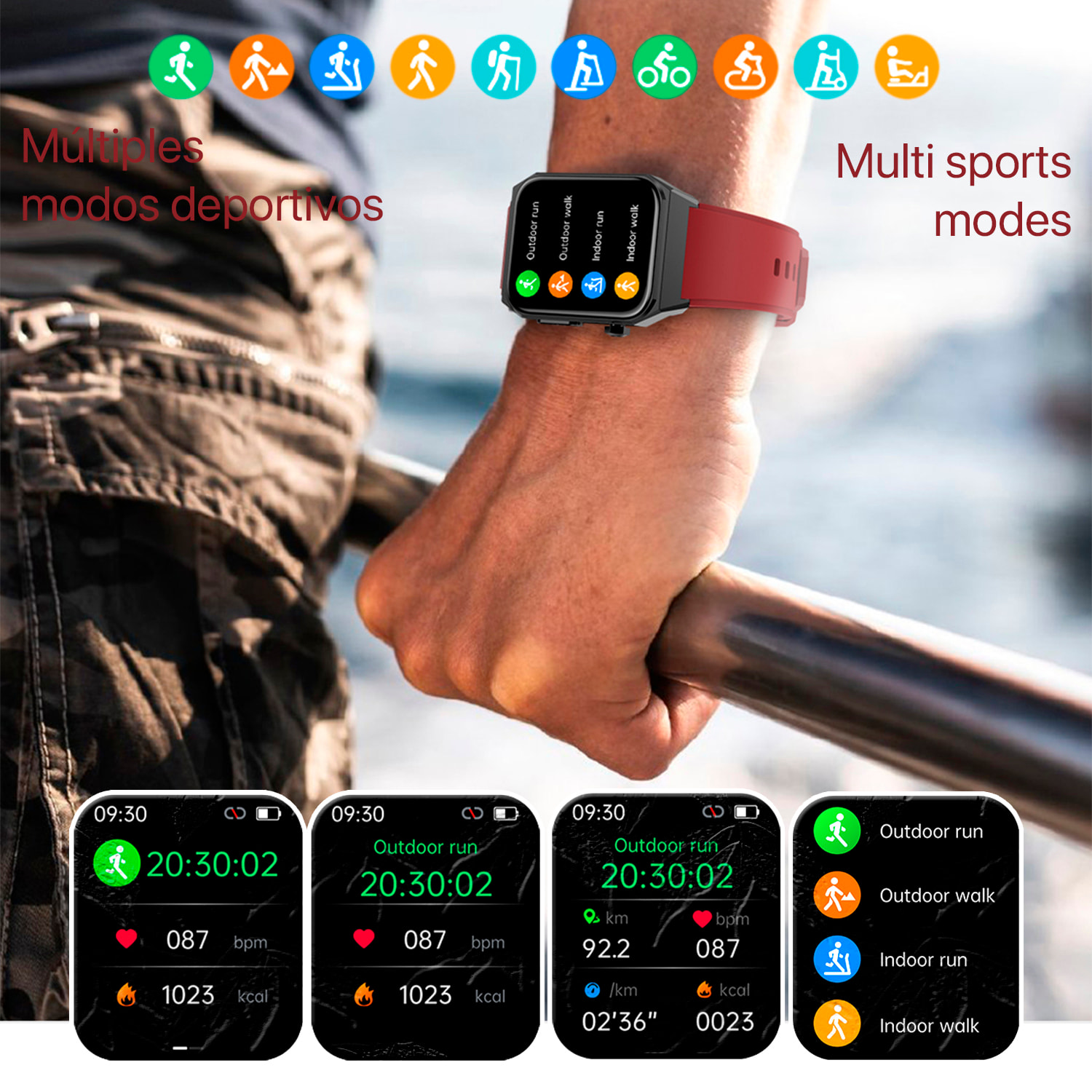 Smartwatch E530 con detección de glucosa en sangre, monitor de tensión y O2. ECG con medición en pecho. Pantalla de 1,91. Correa de cuero.