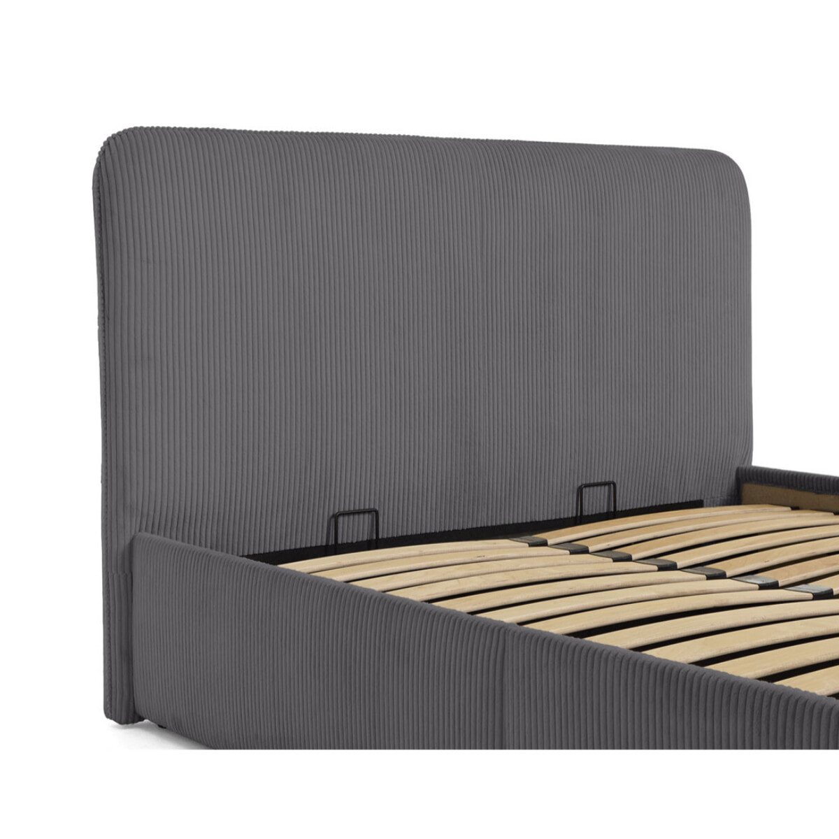 Goyave - lit coffre - 140x190 - en velours côtelé - sommier inclus - Gris Anthracite