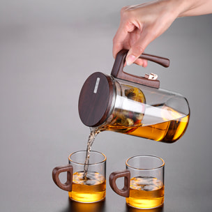 Tetera de cristal de 520ml con filtración magnética con 2 tazas.