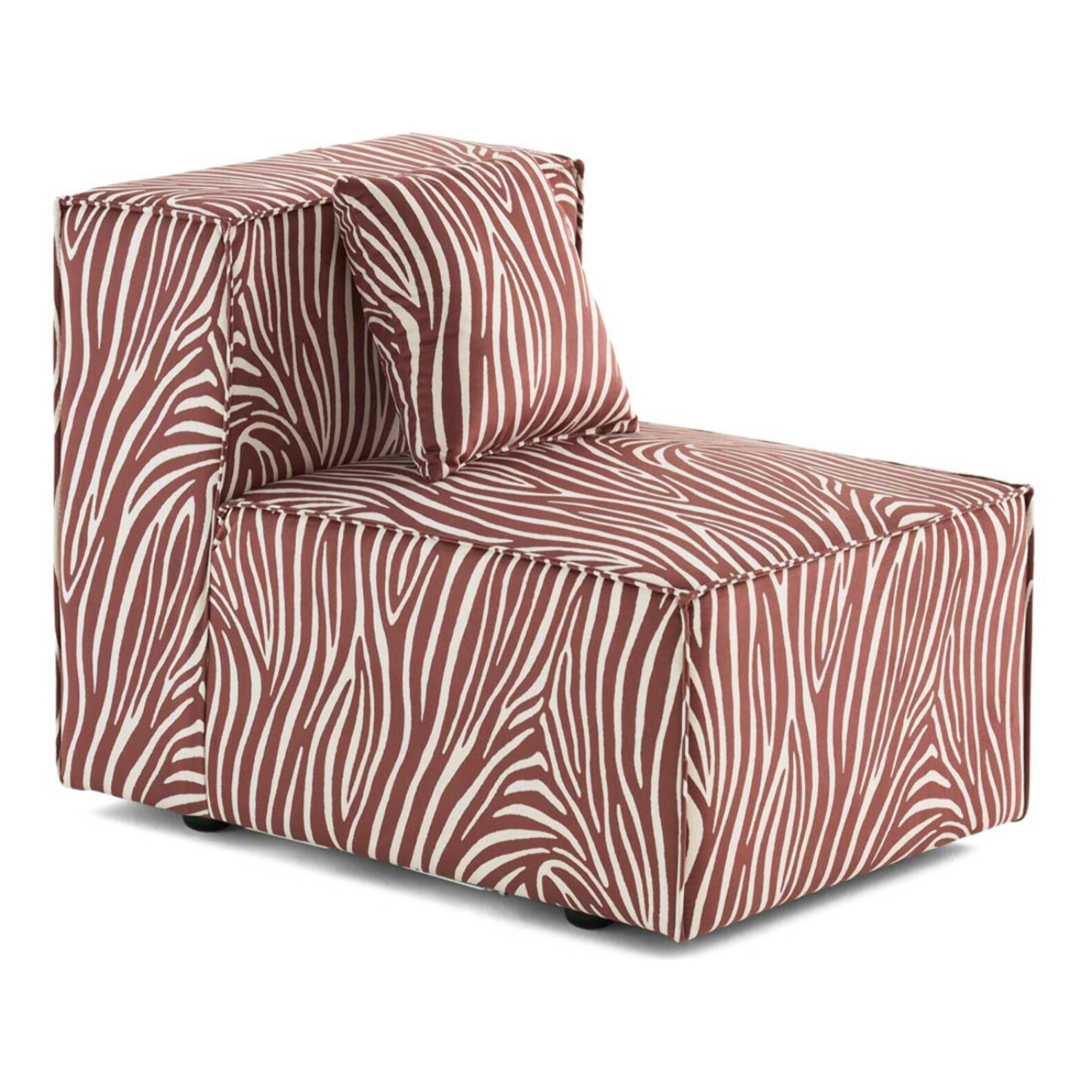 Arty - module d'assise sans accoudoirs zèbre en velours - Marron / Blanc