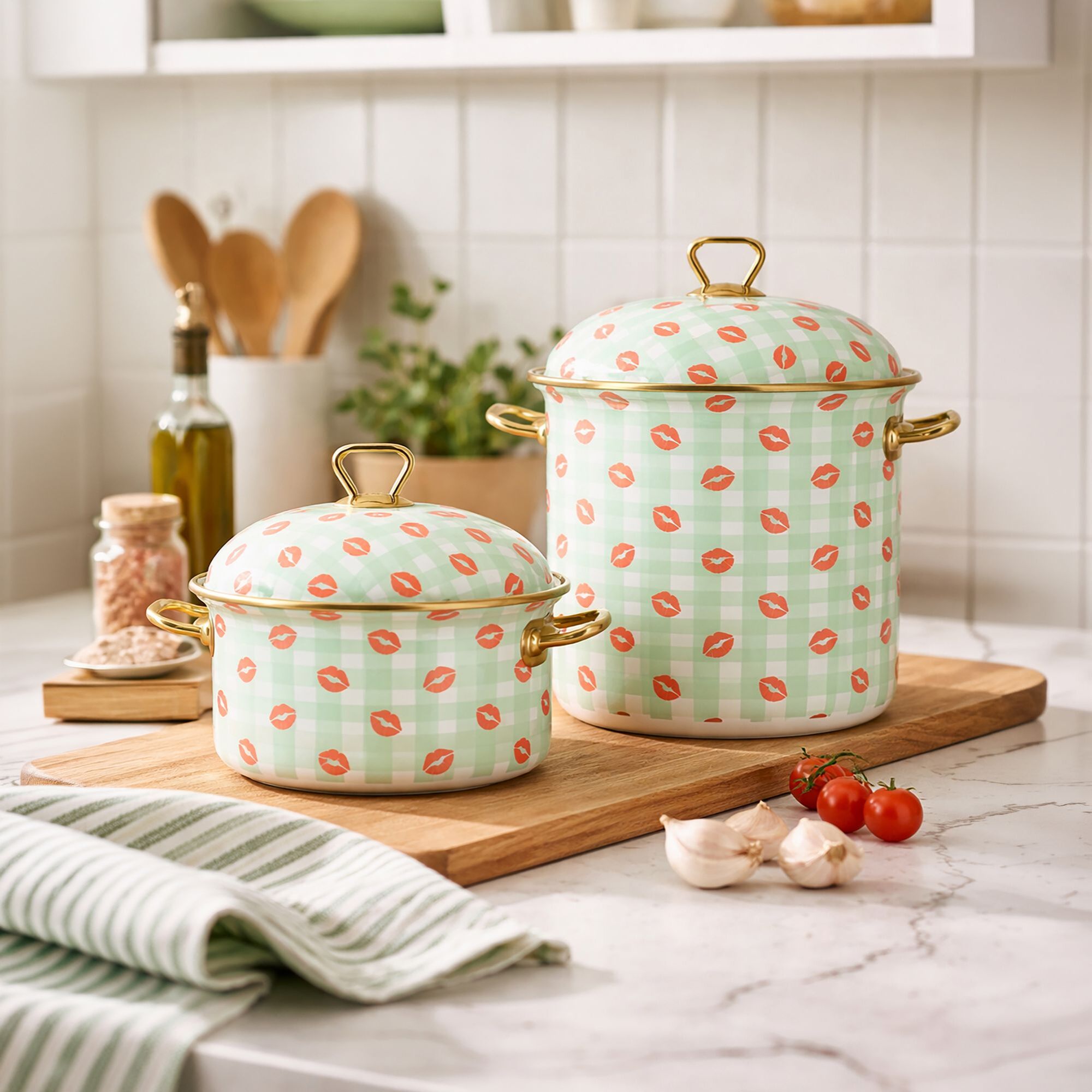 Faitout 20cm en acier émaillé avec motif bisous - tous feux VICHY