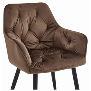 Sedia Jork in velluto marrone con gambe in metallo nero