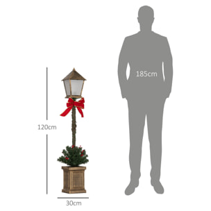 Lampadaire de Noël LED H.1,2 m style réverbère - décoration incluse - aspect bronze antique