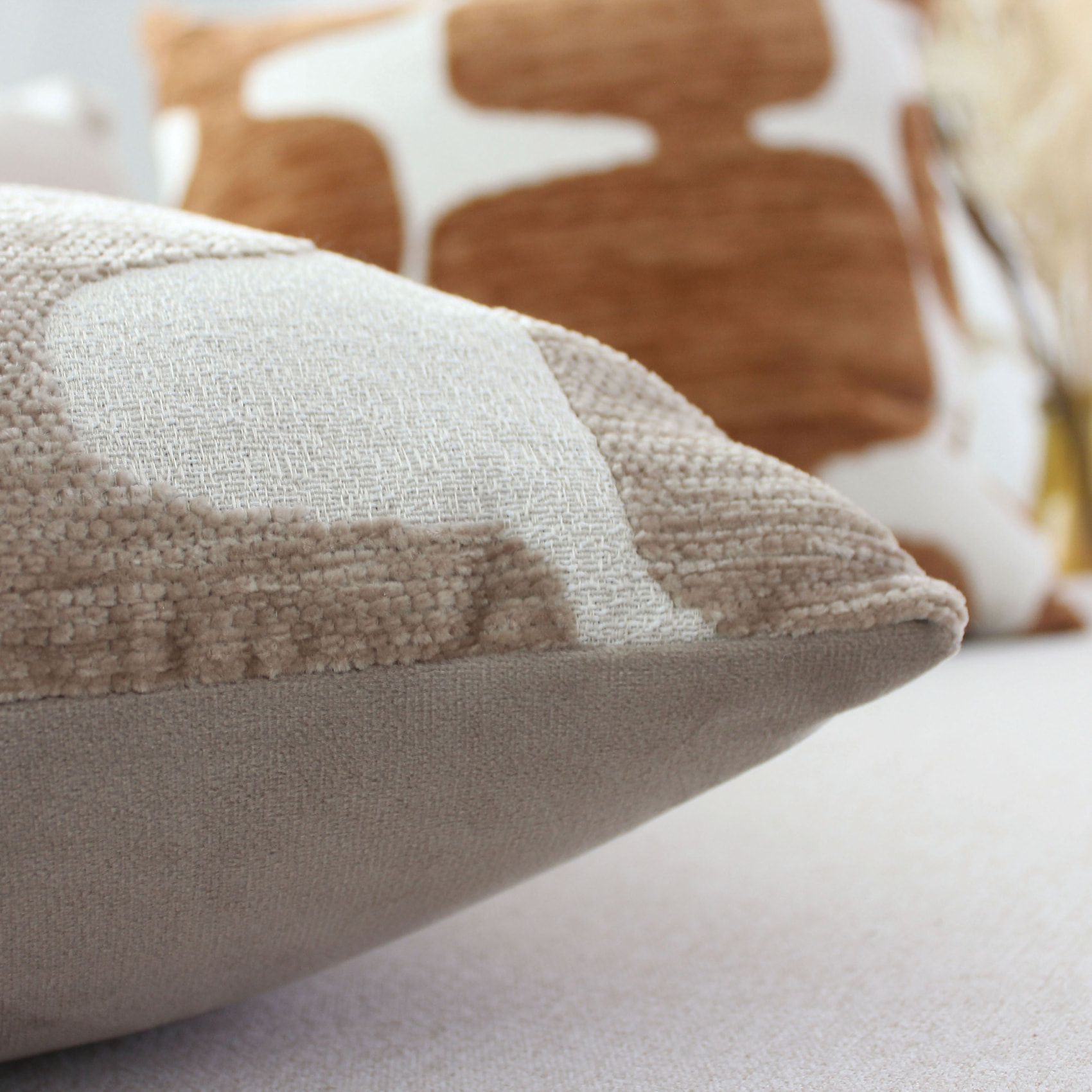 Coussin décoratif déhoussable jacquard motif moderne - Beige