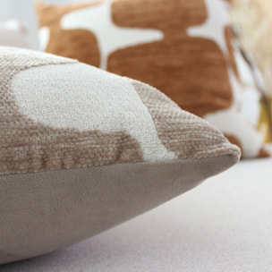 Coussin décoratif déhoussable jacquard motif moderne - Beige