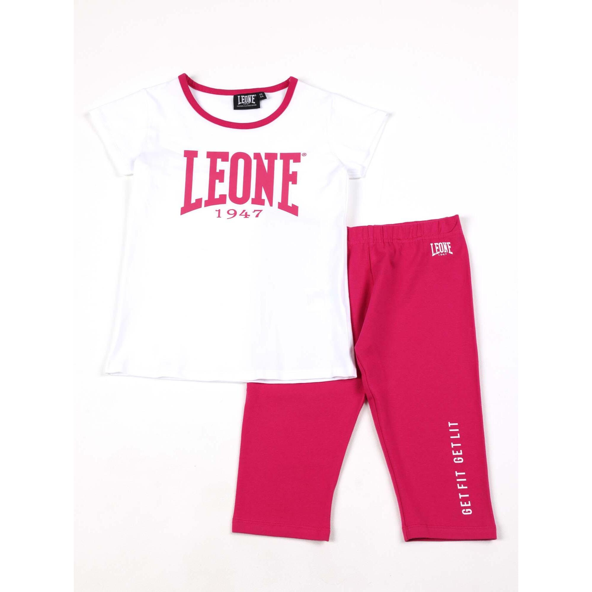 Set completo da bambina con t-shirt e leggings a pantaloncino Leone Multicolor