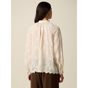 Oltre - Blusa de muselina con bordado - Blanco