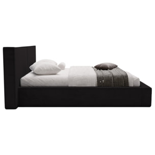 Eros - lit coffre - 180x200 cm - sommier inclus - en velours - Noir