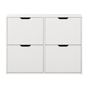 Scarpiera orizzontale 4 ante bianca in legno melaminico - Sky