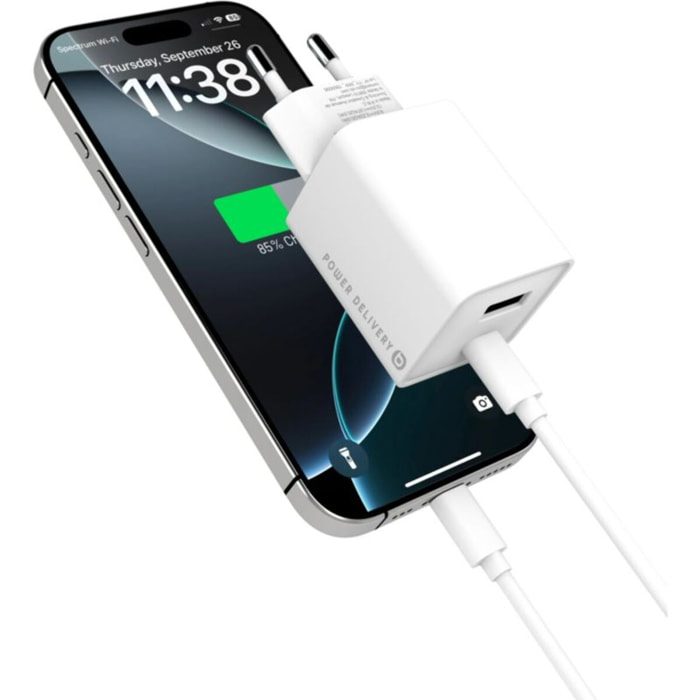 Chargeur ESSENTIELB 32W charge rapide USB-A  / USB-C Blanc