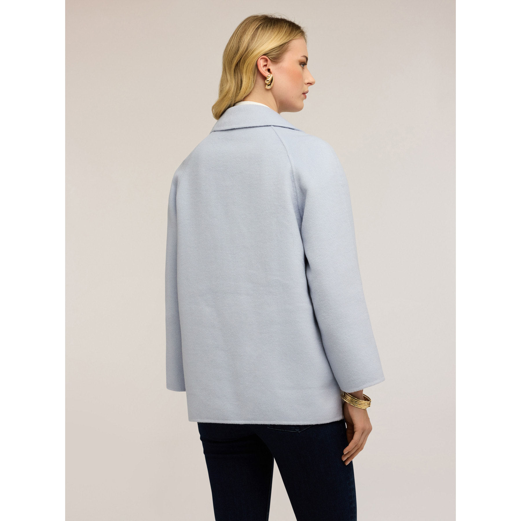 Motivi - Cappotto doppiopetto in misto lana double - Azzurro