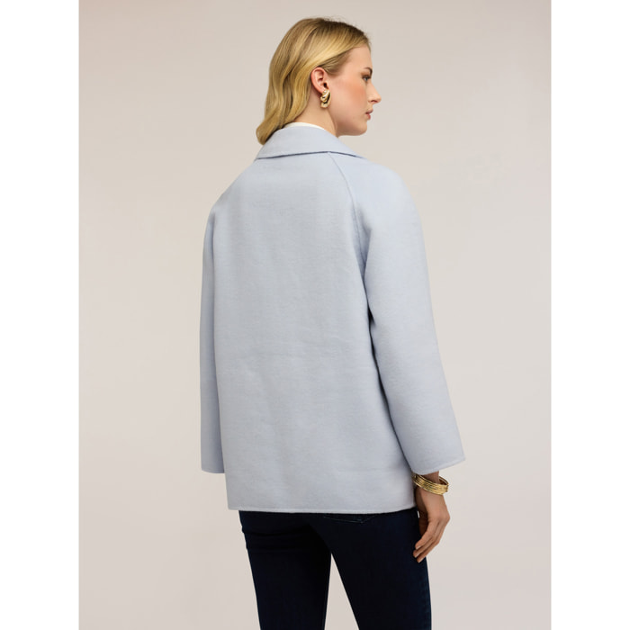 Motivi - Cappotto doppiopetto in misto lana double - Azzurro