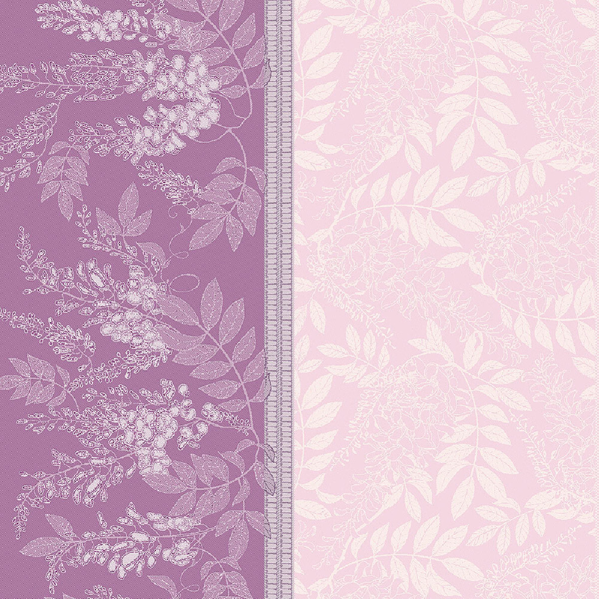 Serviette pur coton motif jacquard violet Glycines parme