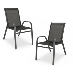 Set 2 sedie da giardino in acciaio zincato verniciato a polvere con seduta in texilene traspirante, resistenti agli agenti atmosferici, leggere e confortevoli, ideali per balcone terrazzo e outdoor, facili da pulire e durevoli