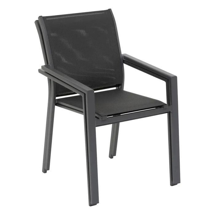 Fauteuil de jardin empilable "Essentia" anthracite & graphite en aluminium traité en epoxy