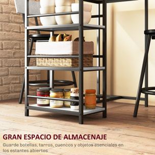 Conjunto de Mesa Alta de Bar con 2 Taburetes Mesa Alta de Cocina con Taburetes Estantes Laterales Asiento Acolchado y Barra para Descanso de Pies para Comedor Gris Oscuro
