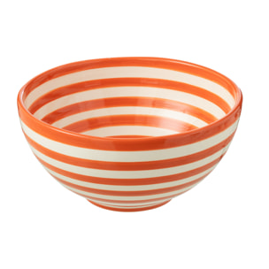 J-Line bol Granada Stripes High - céramique - blanc/orange - large - Ø 28 cm