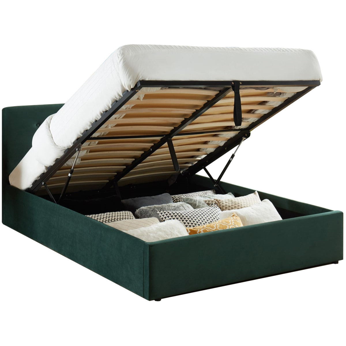 Pack lit coffre en velours + matelas + tête de lit - TINA & MEMO HR