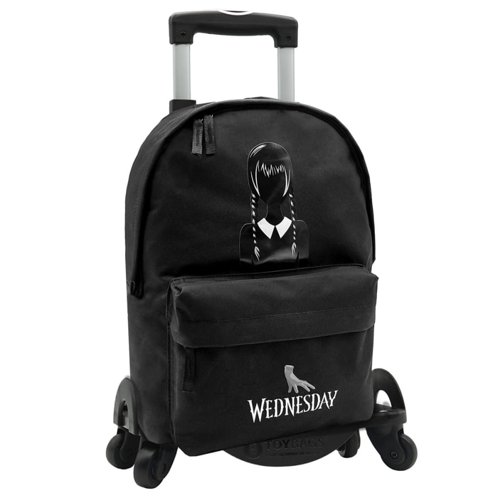 Wednesday Wednesday Zaino americano con scomparto porta laptop + trolley con protezione laterale e stoper frontale, 4 ruote multidirezionali.