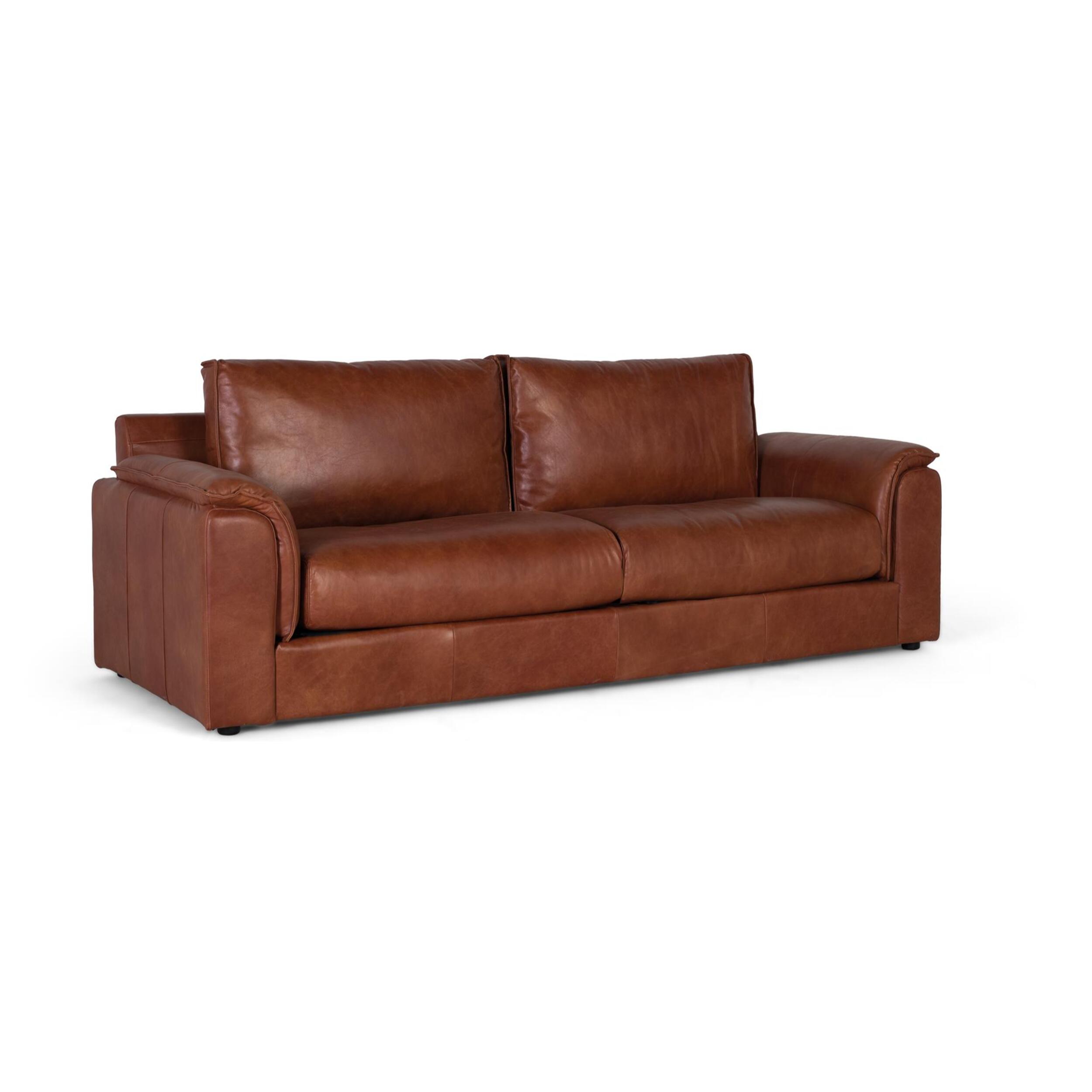 Sofá de piel de 3 plazas - 85 x 227 x 95 cm