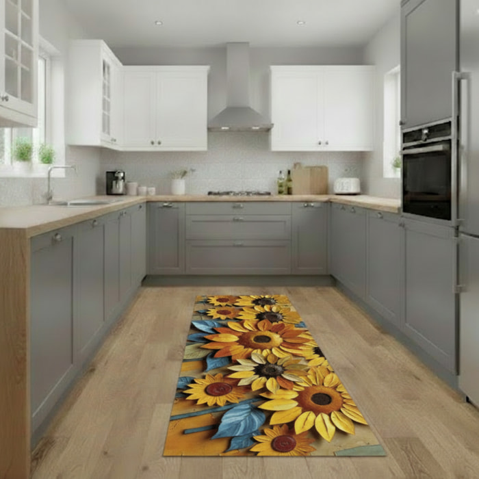 CASSESE HOME Passatoia/Tappeto Bordato in Poliestere con Retro Antiscivolo in PVC Made in Italy_Dec.1085